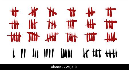 Set of vector icons. Wall tally marks. Stock Vector