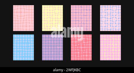 Set of vector groovy distorted bright patterns. Stock Vector