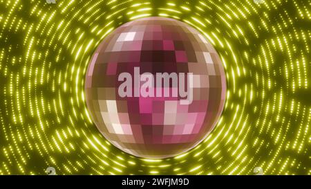 Abstract disco ball, a modern twist on a classic, with shimmering facets creating a lively, dynamic effect. Stock Photo