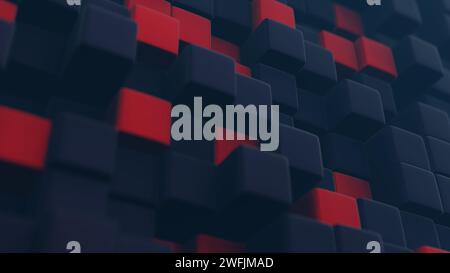 Cubic shapes arranged in a matrix with a 3D twist, forming an abstract and visually intriguing composition. Stock Photo