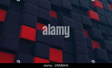 Cubic shapes arranged in a matrix with a 3D twist, forming an abstract and visually intriguing composition. Stock Photo