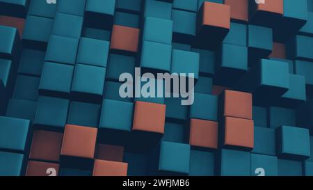 Cubic shapes arranged in a matrix with a 3D twist, forming an abstract and visually intriguing composition. Stock Photo