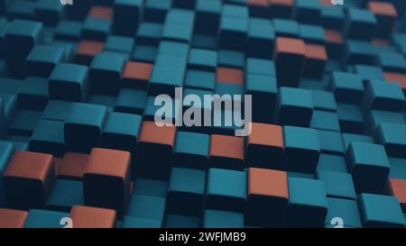 Cubic shapes arranged in a matrix with a 3D twist, forming an abstract and visually intriguing composition. Stock Photo