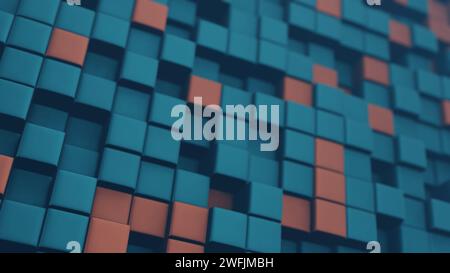 Cubic shapes arranged in a matrix with a 3D twist, forming an abstract and visually intriguing composition. Stock Photo