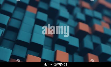 Cubic shapes arranged in a matrix with a 3D twist, forming an abstract and visually intriguing composition. Stock Photo
