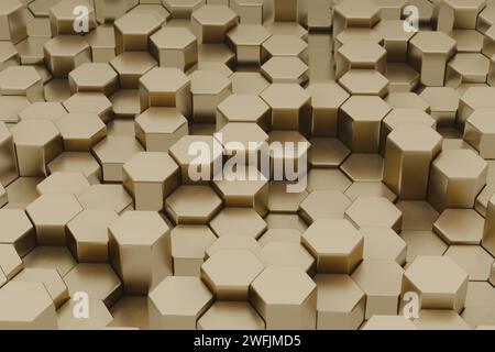 Hexagonal abstract background with a gradient from Gold, creating a modern, visually striking effect Stock Photo