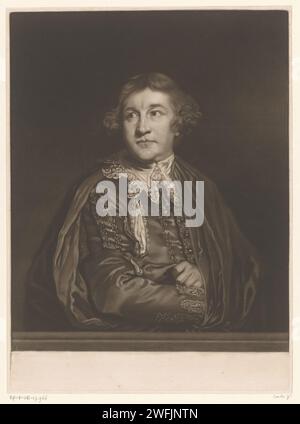 Portret van David Garrick als Kitely, John Finlayson, after Joshua Reynolds, 1769 print David Garrick as kity from the piece every man in His Humour (1598). London paper  historical persons. names of literary characters. portrait of actor, actress Stock Photo