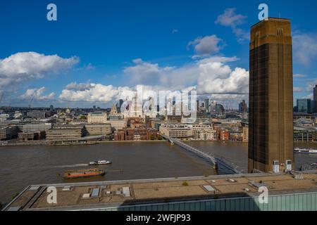 The skyline of the City of London. From Tate Modern Stock Photo