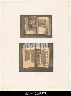Old manuscripts, anonymous, 1857 - 1865 print The two books are opened on pages with text and book Verlighten.  paper  book - MM - book open. codex Stock Photo