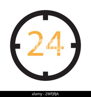 24 Hours Lettering Icon Vector Illustration Stock Vector