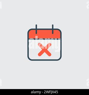 calendar stay home icon. Calendar Page time management icon with cross. Days off. Stock Vector illustration isolated on white background. Stock Vector