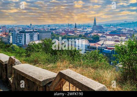 CLUJ-NAPOCA, ROMANIA - SEPTEMBER 20, 2020: Panoramic and aerial view over the city from Citadel Hill. Stock Photo