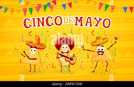 Mexican nachos chip mariachi musician characters on Cinco de Mayo ...
