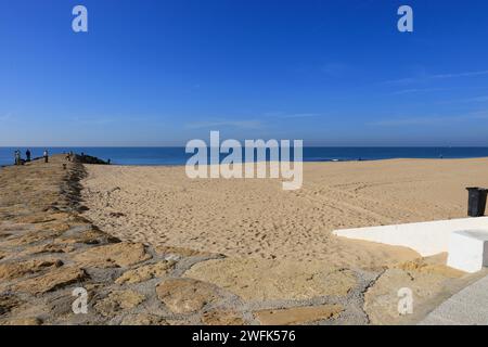 Playa de la Costilla beach and promenade in Rota city, Cadiz, on a sunny day Stock Photo