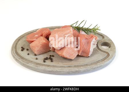 raw veal blanquette, close-up, isolated on a white background Stock Photo