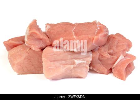 raw veal blanquette, close-up, isolated on a white background Stock Photo