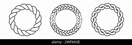 Braid circle frame. Round braided ring. Stock Vector