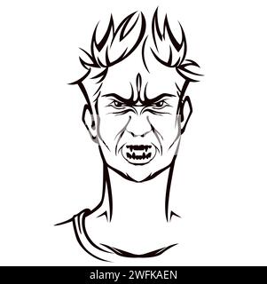 Angry character with madness demonic face Stock Vector