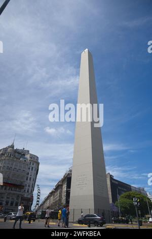 The Obelisk of Buenos Aires is a national historic monument and icon of Buenos. Erected in 1936 to commemorate the first foundation of the city. Stock Photo