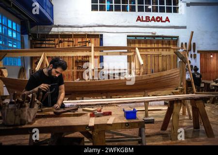 Albaola museum, Historic Whaling Boat reconstruction in the Basque port of Pasaia, Gipuzkoa, Spain.  Albaola Itsas Kultur Faktoria Maritime Basque in Stock Photo
