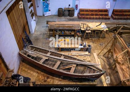 Albaola museum, Historic Whaling Boat reconstruction in the Basque port of Pasaia, Gipuzkoa, Spain.  Albaola Itsas Kultur Faktoria Maritime Basque in Stock Photo