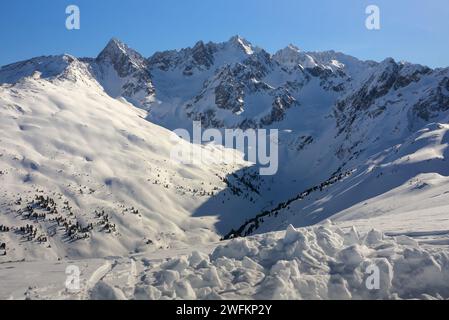 Impressions from tyrol in winter. snow covered peaks in the  austrian alps. Stock Photo