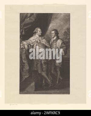Portret van William Henry Cavendish-Bentinck en Edward Bentinck, John Raphael Smith, after Benjamin West, 1774 print  London paper  historical person in a double portrait. brothers (second degree family relationships). politician, e.g. party leader Stock Photo