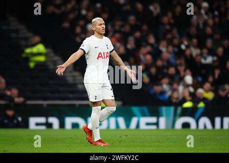 LONDON, UK - 31st Jan 2024:  Richarlison of Tottenham Hotspur reacts during the Premier League match between Tottenham Hotspur and Brentford FC at Tottenham Hotspur Stadium  (Credit: Craig Mercer/ Alamy Live News) Stock Photo