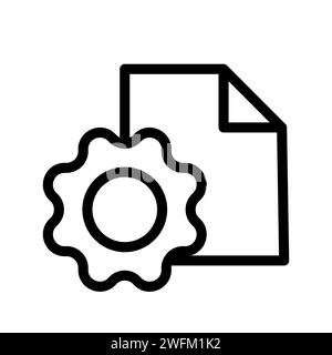 Vector black line icon settings file isolated on white background Stock Vector