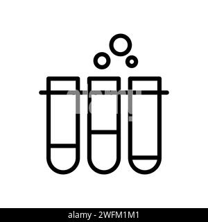 Vector black line icon laboratory flasks isolated on white background Stock Vector