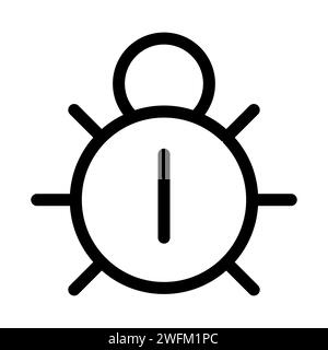 Vector black line icon computer bug isolated on white background Stock Vector