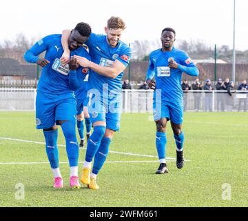 Basford United FC hosted Warrington Rylands in the NPL Premier League 2024 Stock Photo