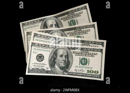 US 100 dollar currency bills Stock Photo