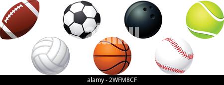 Sports equipment set. Realistic sports balls vector big set isolated on ...