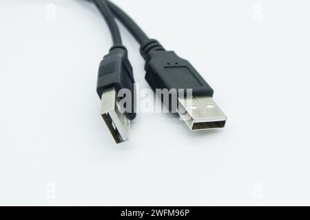 USB type A close-up view on white background. Stock Photo