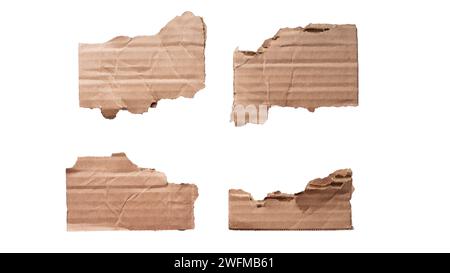 In this close-up composition, a singular piece of cardboard takes center stage against a pristine white background, skillfully isolated with a precise Stock Photo