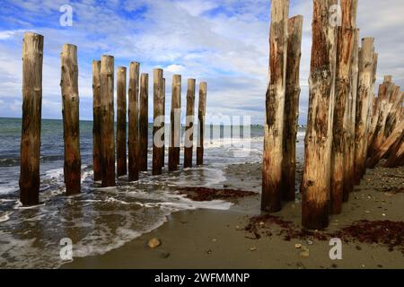 View on the beach of luzeronde located in Noirmoutier which is a tidal island off the Atlantic coast of France in the Vendée department Stock Photo