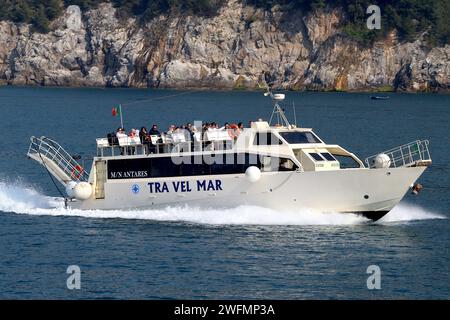 “Antes” a 21 meter long high speed passenger ferry operated by Travelmar on its return jounrney from Amalfi to Salerno, April 2023. Stock Photo