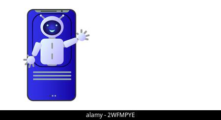 Chatbot assistant form robot with ai 3d. Cute friendly bot neural ...