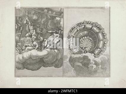 Apollo Atributes Mythological figures between clouds, Pietro Sante Bartoli, After Giulio ...