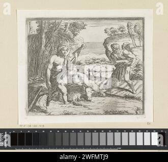 Adam and Eva after the fall, Orazio Borianni, After Rafaël, 1615 print Adam and Eva with Cain and Abel working in a landscape. Print Maker: ItalyaFter Painting by: Vatican City paper etching the labours of Adam and Eve; infancy of Cain and Abel (Genesis 4:1-2) Stock Photo