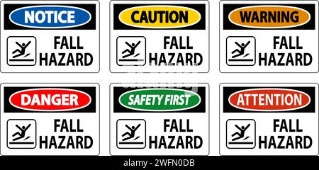 Caution Sign, Fall Hazard Stock Vector
