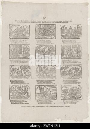 Here you see youthful students / Jesu Apostles Besentig [(...)], 1767 - 1793 print Leaf with 12 performances of stories from the New Testament. Under each image a four -line fresh and a reference to the corresponding Bible text. Numbered in the middle: 70. publisher: Amsterdamprint maker: Netherlands paper letterpress printing New Testament. the Revelation of John, the Apocalypse Stock Photo