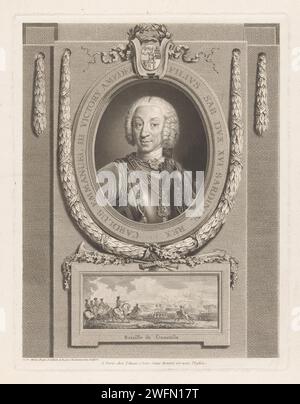 Portrait of Karel Emanuel III, king of Sardinia, Carlo Domenico Melini, 1735 - 1745 print  Paris paper engraving historical persons. ruler, sovereign Stock Photo