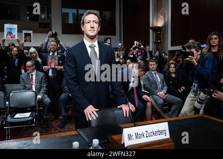 Washington, United States. 31st Jan, 2024. Mark Zuckerberg, Founder and Chief Executive Officer, Meta, at a Senate Judiciary Committee hearing at the U.S. Capitol. Credit: SOPA Images Limited/Alamy Live News Stock Photo