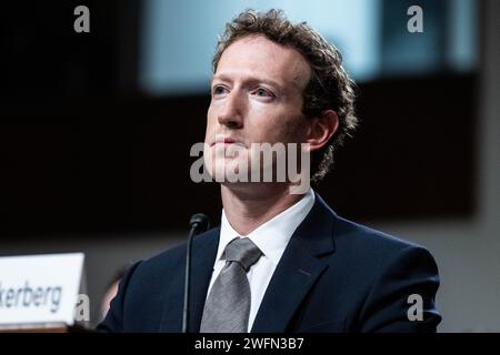 Washington, United States. 31st Jan, 2024. Mark Zuckerberg, Founder and Chief Executive Officer, Meta, at a Senate Judiciary Committee hearing at the U.S. Capitol. Credit: SOPA Images Limited/Alamy Live News Stock Photo