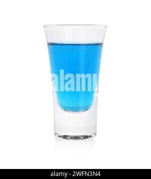 Shooter in shot glass isolated on white. Alcohol drink Stock Photo