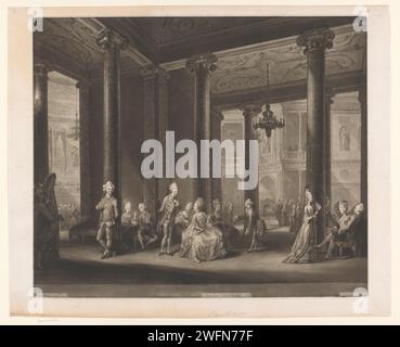 Interior of the Pantheon on Oxford Street in London, Richard Earlom, After Michel Vincent Brandoin, 1772 print  London paper  dancing. visiting; receiving guests; elegant company. fan. conversation, dialogue; conversation piece Oxford Street Stock Photo