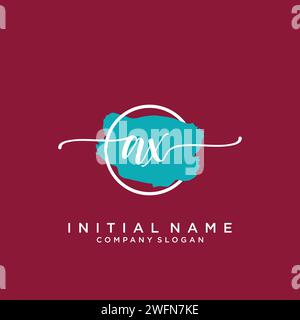 AX Initial handwriting logo with circle Stock Vector