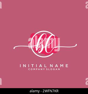 BL Initial handwriting logo with circle Stock Vector